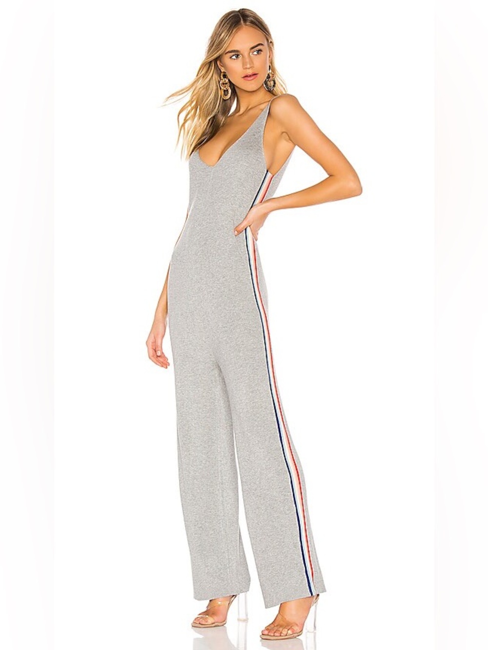 Spiritual Gangster x Madeleine T Gray Sleeveless Jumpsuit with Rainbow Stripe
